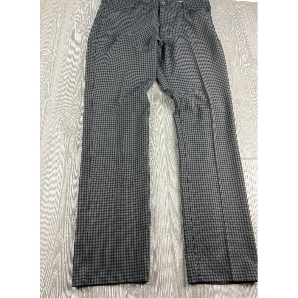 FootJoy FJ Mens Athletic Fit Slacks Checkered Black Gray Golf Pants 38x34